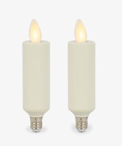 Set of 2 Pearl Ivory Flameless Candle E12 Taper Bulbs