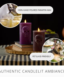 Dark Chocolate Chalky Flameless Candle Skull Pillar