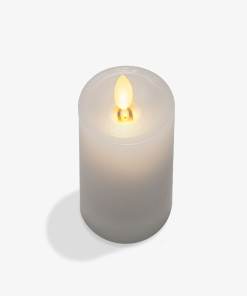 White Flameless Candle Slim Pillar - Recessed Top