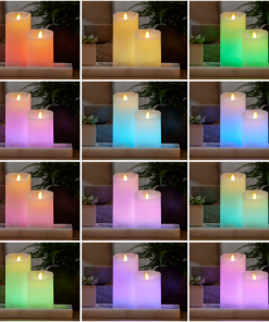 Flameless Color Changing Candle Pillar with Remote - Scallop Top - 3" Width