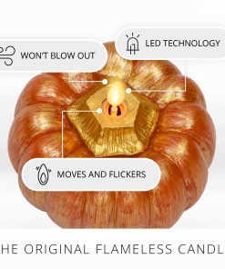 Orange and Metallic Gold Flameless Candle Pumpkin
