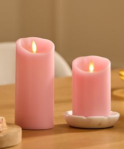 Saga Rose Flameless Candle Pillar - Scallop Top - 3" Width
