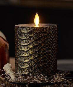 Black and Gold Snakeskin Flameless Candle Pillar