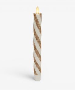 Champagne Glow Candy Cane Glitter Flameless Candle Taper