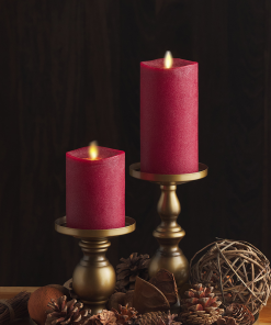 Chalky Red Flameless Candle Pillar