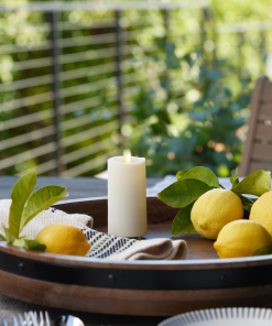 Pearl Ivory Outdoor Flameless Candle Slim Pillar - Melted Top - 2
