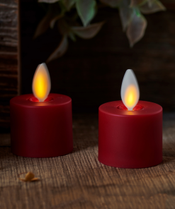 Burgundy Flameless Candle Tealights - Flat Top - Set of 2