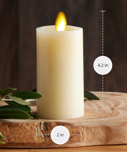 Ivory Flameless Candle Slim Pillar - Recessed Top - 2
