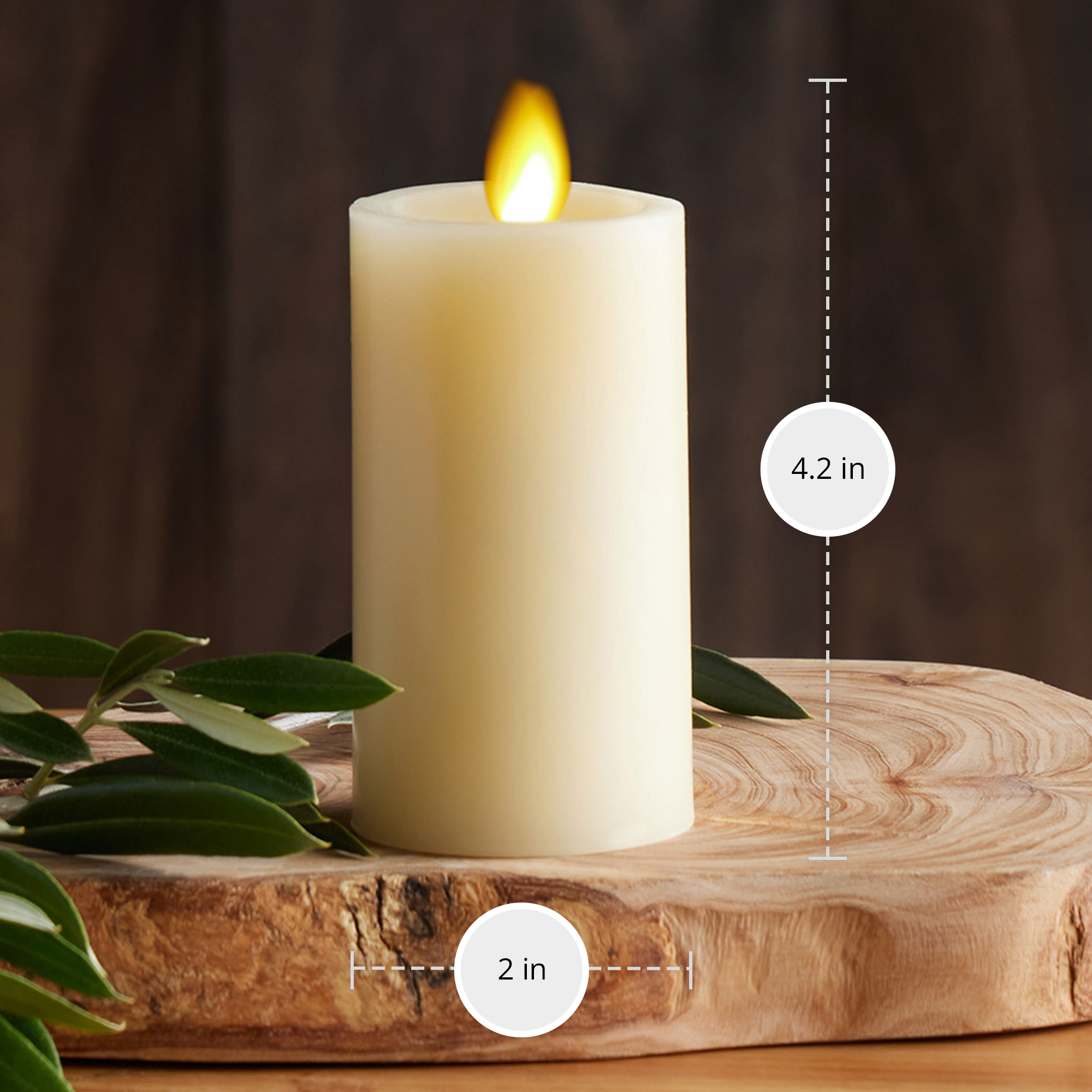 sm-image-2ccfb23e11ef2af2c8b7b8d1 Ivory Flameless Candle Slim Pillar - Recessed Top - 2" Width