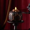Black Embossed Fretwork Flameless Candle Pumpkin