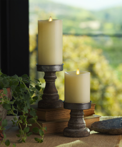 Ivory Flameless Candle Pillar - Melted Top - 3" Width