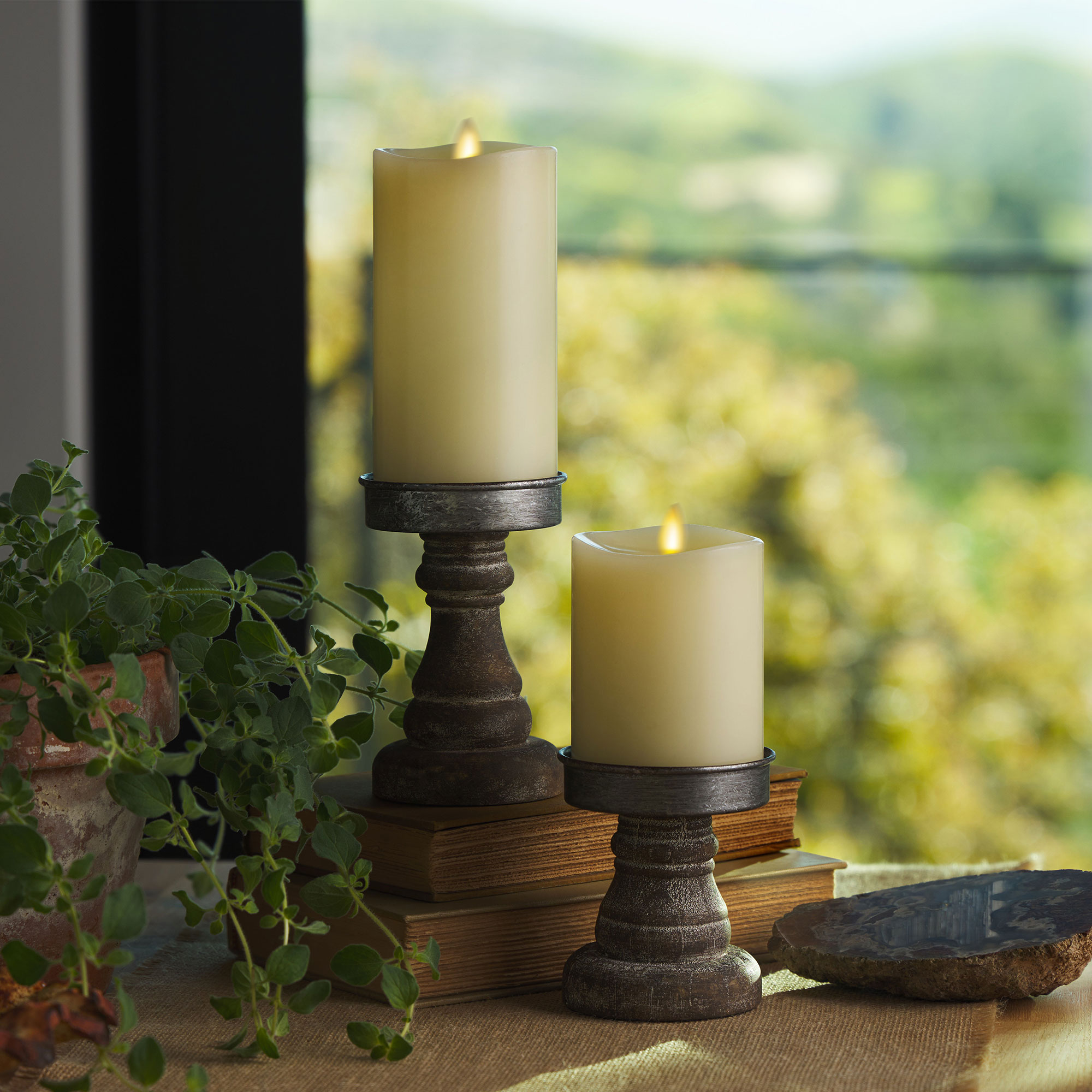 sm-image-2d860e7aab97e1ad448e7114 Ivory Flameless Candle Pillar - Melted Top - 3" Width