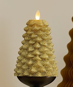 Rich Gold Glitter Flameless Candle North Tree