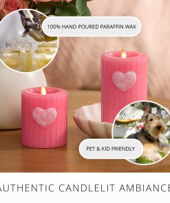 Sweet Pink Ribbed Flameless Candle Pillar
