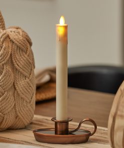 Pearl Ivory Window Taper with Bronze Base