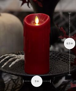 Burgundy Wax Drip Flameless Candle Pillar
