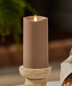 Timeless Taupe Outdoor Flameless Candle Pillar