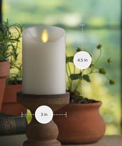 White Flameless Candle Pillar - Scallop Top - 3