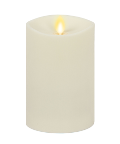 Pearl Ivory Outdoor Flameless Candle Pillar - Melted Top - 3.25