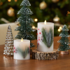Embedded Pine, Berries & Pinecones Flameless Candle Pillar