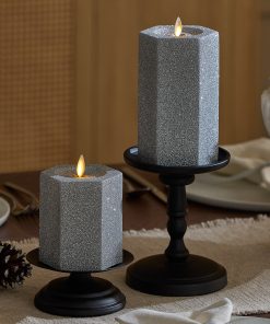 Brilliant Silver Hexagon Flameless Candle Pillar