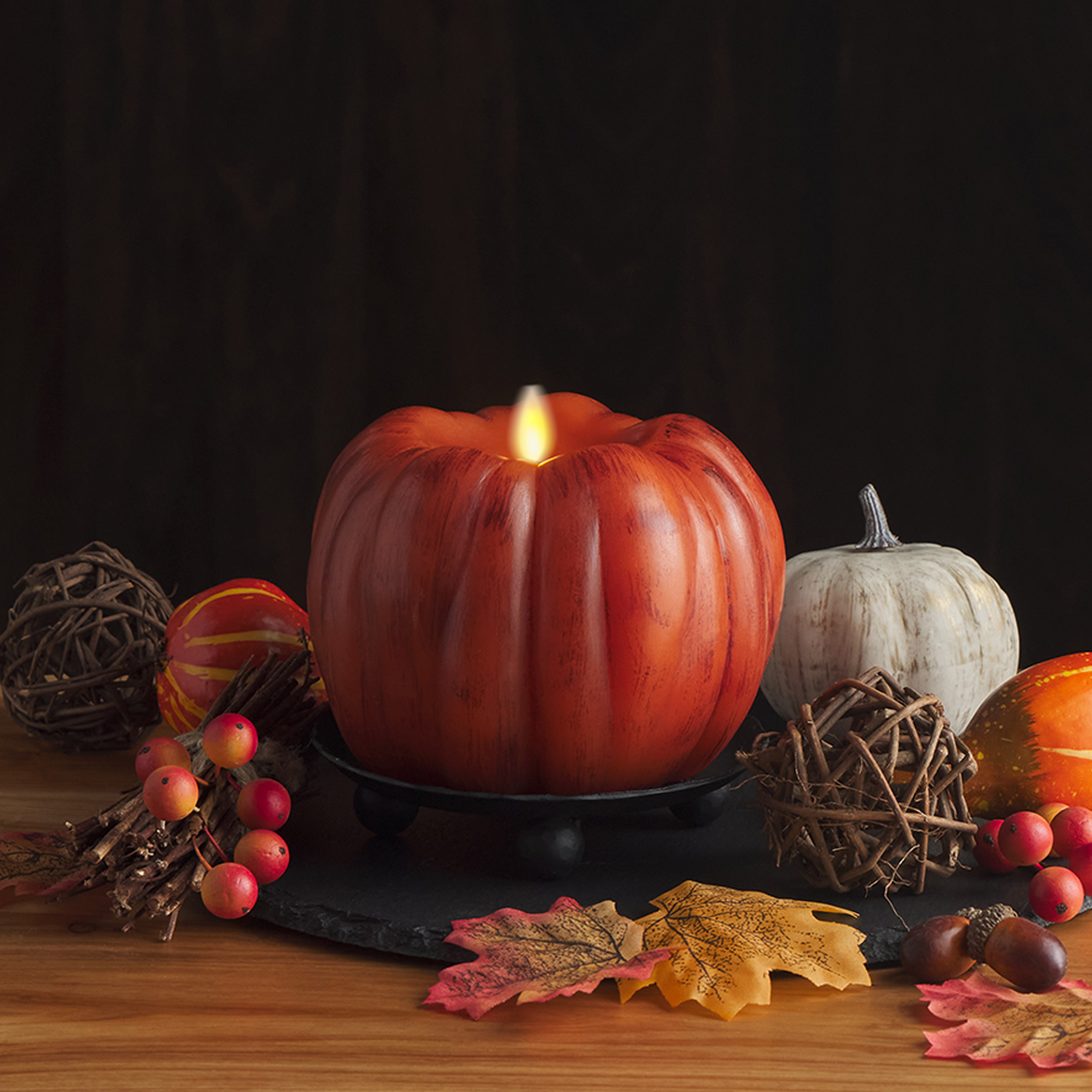 sm-image-303b265273067de2934411d7 Burnt Orange Flameless Candle Pumpkin