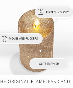 Gold Glitter Flameless Candle Pillar