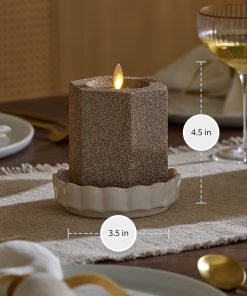 Champagne Glow Hexagon Flameless Candle Pillar