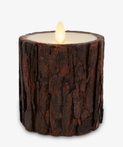 Real Bark Wood Flameless Candle Pillar