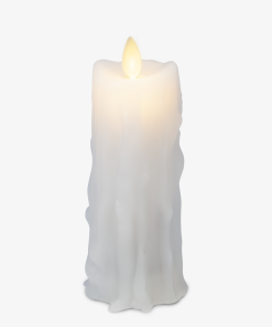 White Heavy Wax Drip Flameless Candle Slim Pillar