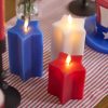 Set of 3 Red, White & Blue Star-shaped Flameless Candle Pillars