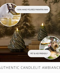 Holiday Green Glitter Swirl Flameless Candle Tree