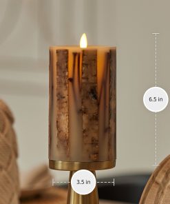Ivory Embedded Birch and Twigs Flameless Candle Pillar