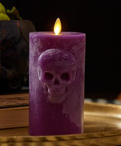 Imperial Purple Chalky Flameless Candle Skull Pillar