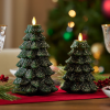 Green Glitter Holiday Tree Flameless Candle