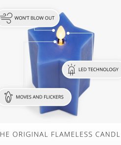 Set of 3 Red, White & Blue Star-shaped Flameless Candle Pillars