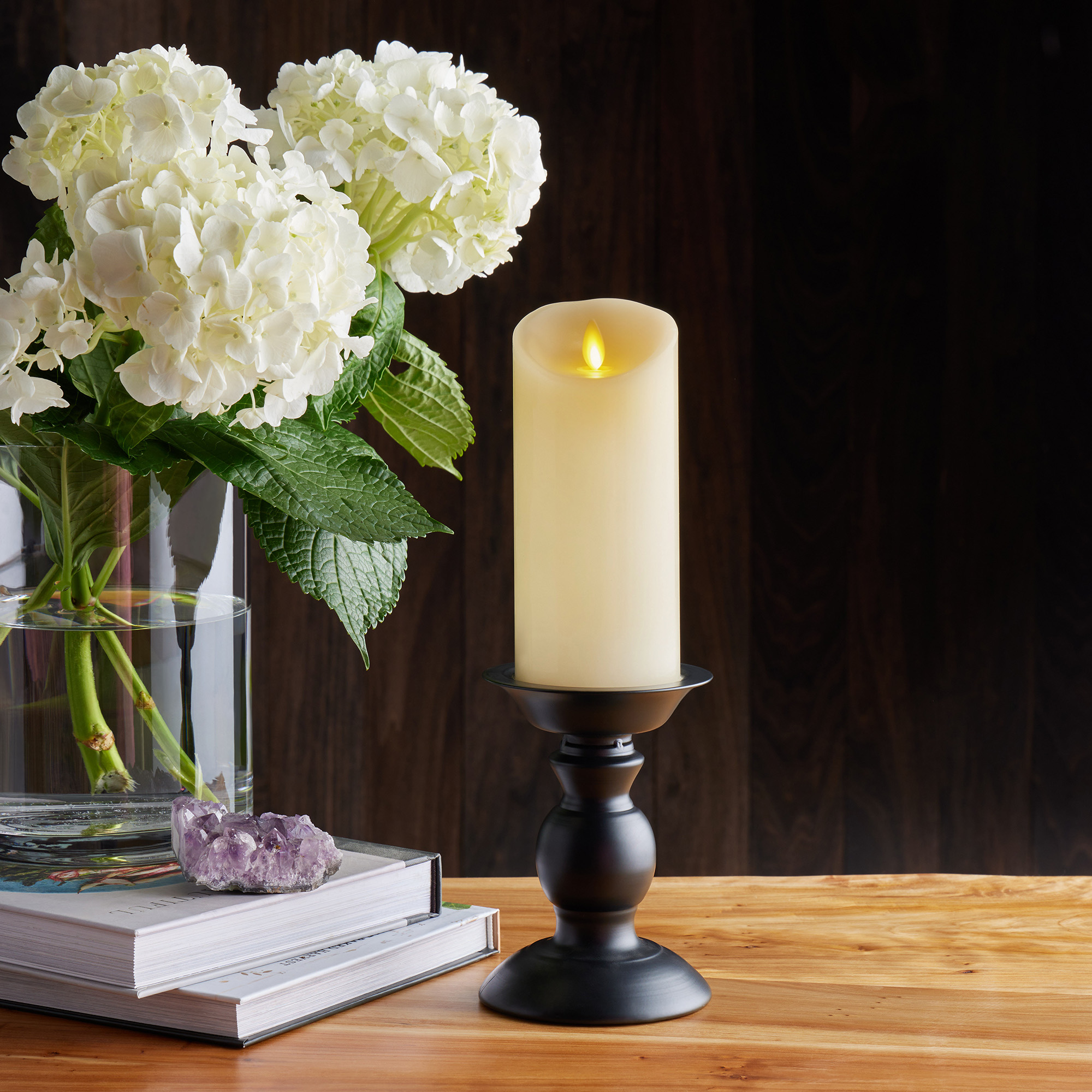 sm-image-336d31f7a8ac05fb80fd5cfd Ivory Flameless Candle Pillar - Scallop Top Vanilla Scented - 3” Width