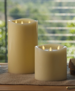 Ivory Flameless Candle Tri-Flame Grand Pillar - Melted Top