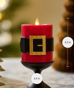 Holiday Red Santa's Belt Flameless Candle Pillar