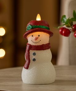 White Glitter Snowmom Flameless Candle