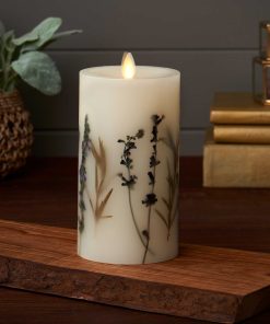 Flameless Embedded Lavender & Rosemary Candle Pillar - Recessed Top