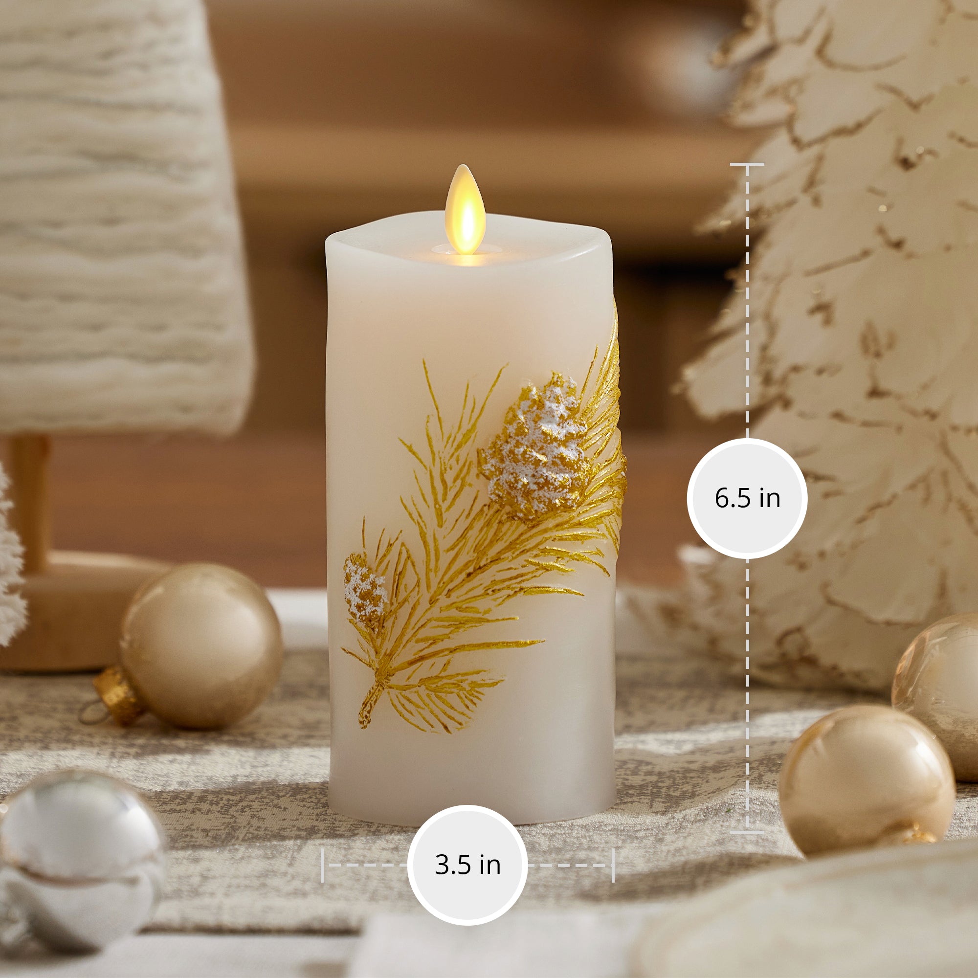sm-image-35a076744dbba4f2b1b45c0f Embossed White Pinecone Flameless Candle Pillar