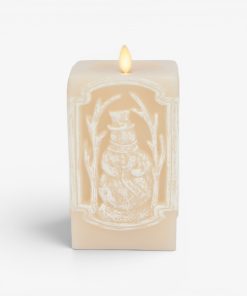 White Swan Snowman Vignette Flameless Candle