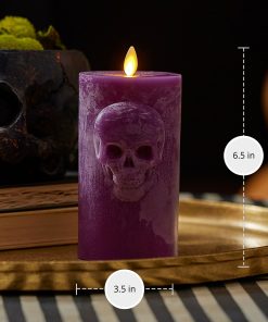 Imperial Purple Chalky Flameless Candle Skull Pillar