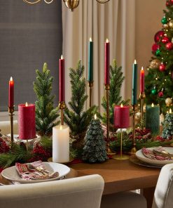 Green Glitter Holiday Tree Flameless Candle