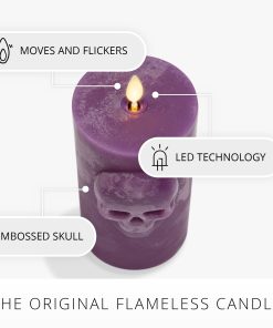Imperial Purple Chalky Flameless Candle Skull Pillar