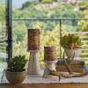 Real Birch Wood Flameless Candle Pillar - Recessed Top - 3.5" Width
