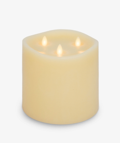 Ivory Flameless Candle Tri-Flame Grand Pillar - Melted Top