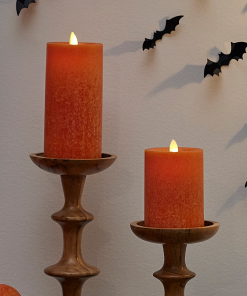Harvest Pumpkin Seaglass Flameless Candle Pillar