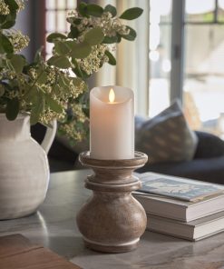 White Flameless Candle Pillar - Scallop Top - 3